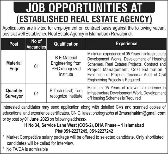 Establishment real estate agency Jobs 2023 – Private Company Jobs 2023 — original advertisement