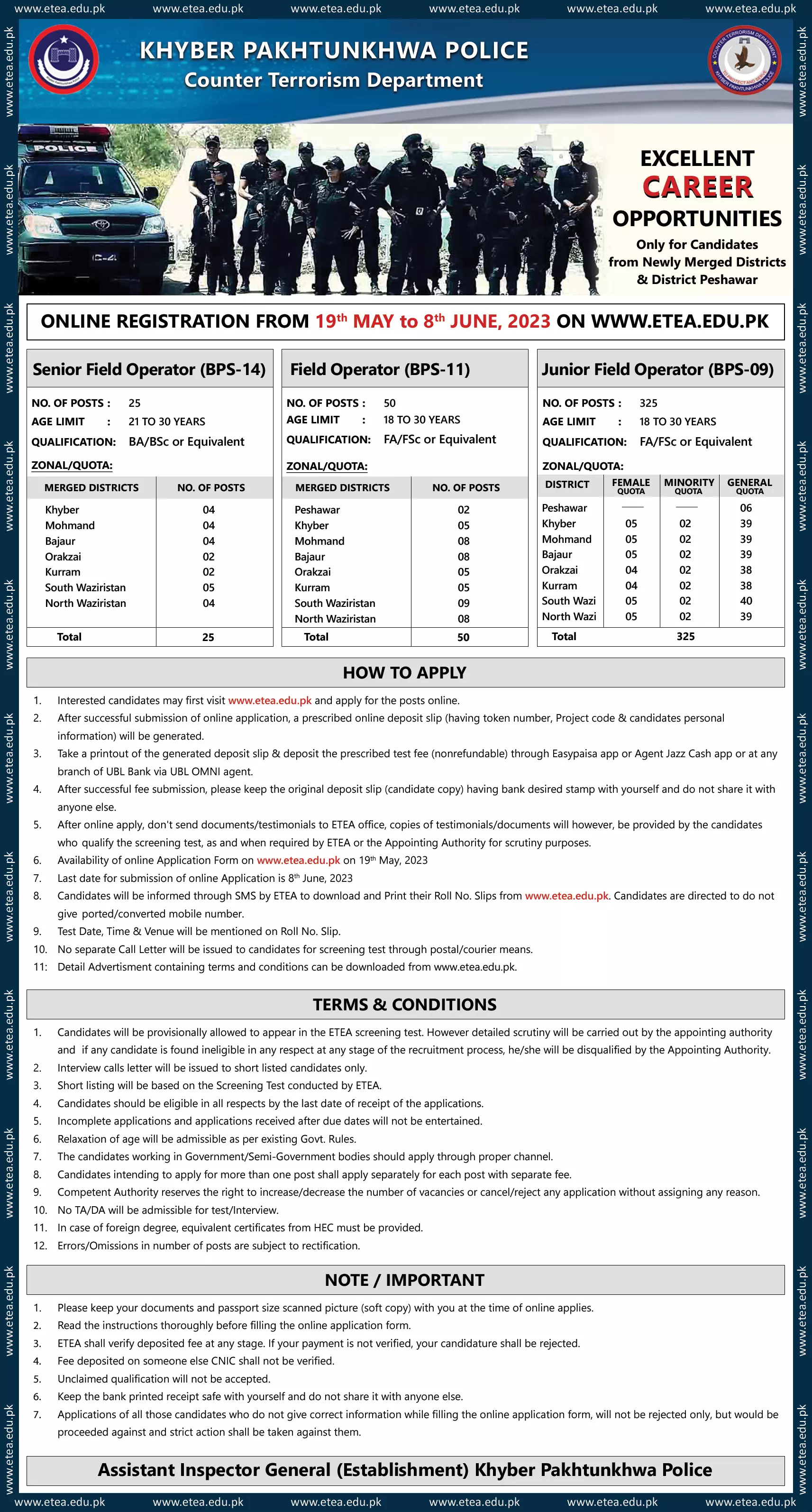 Police Department Khyber Pakhtunkhwa Jobs 2023 – Police Department KPK Jobs 2023 — original advertisement