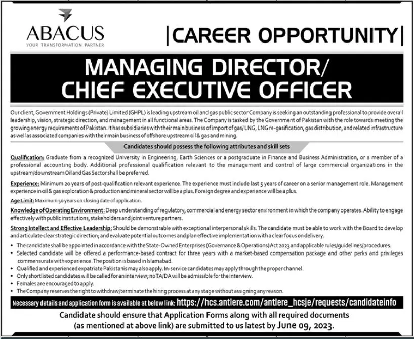 Abacus Company Islamabad Jobs 2023 – Private Company Jobs 2023 — original advertisement