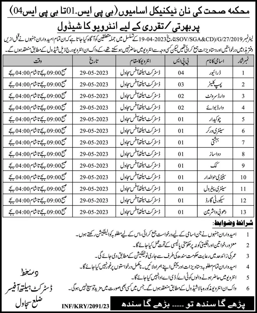 Health Department Sindh Jobs 2023 Jobs 2023 — original advertisement