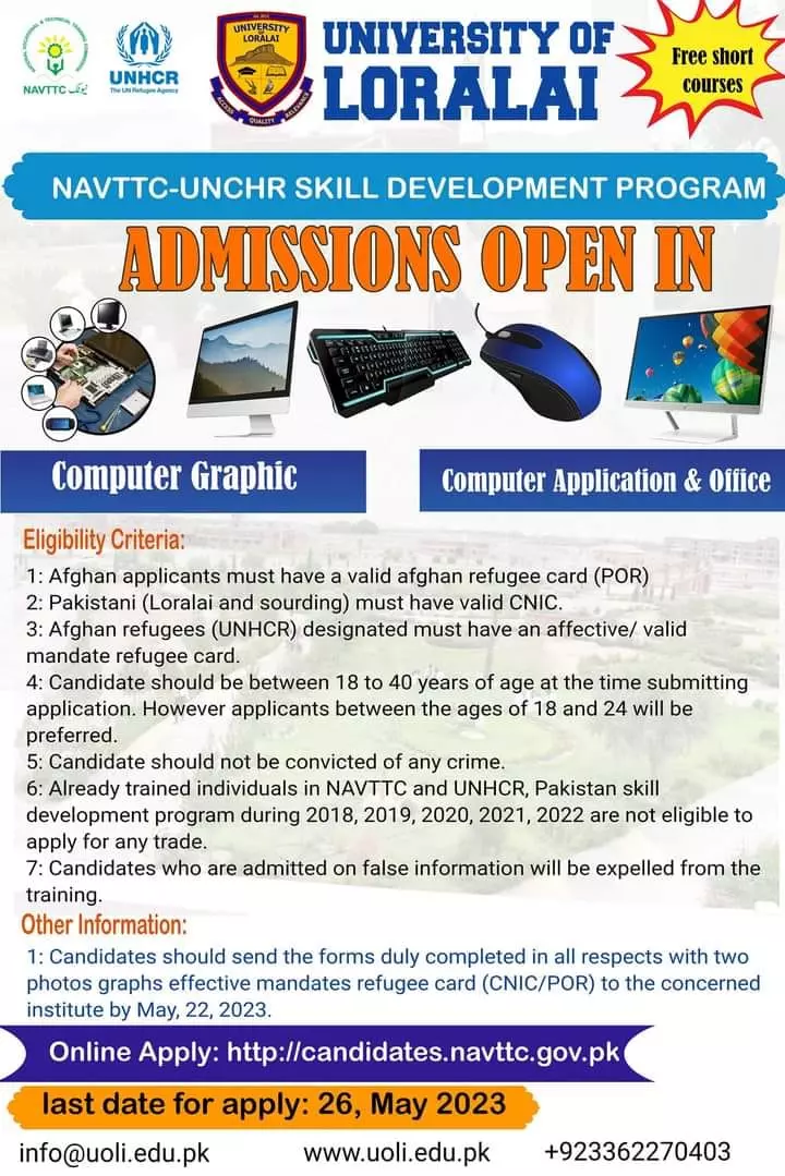 University of Loralai Balochistan Admissions 2023 Admissions 2023 — original advertisement