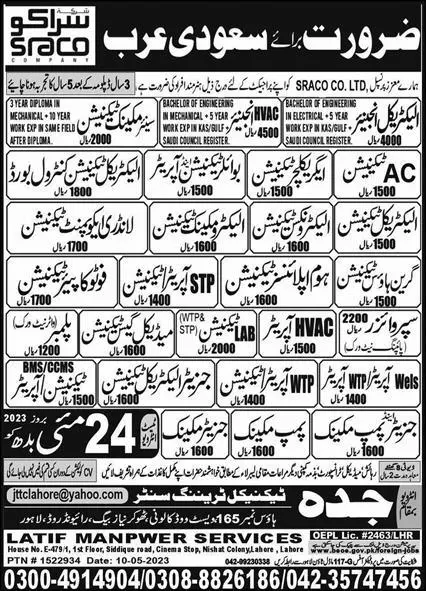 Agriculture Technician & Pump Mechanic Jobs 2023 – Jeddah Technical Training Center Jobs 2023 — original advertisement