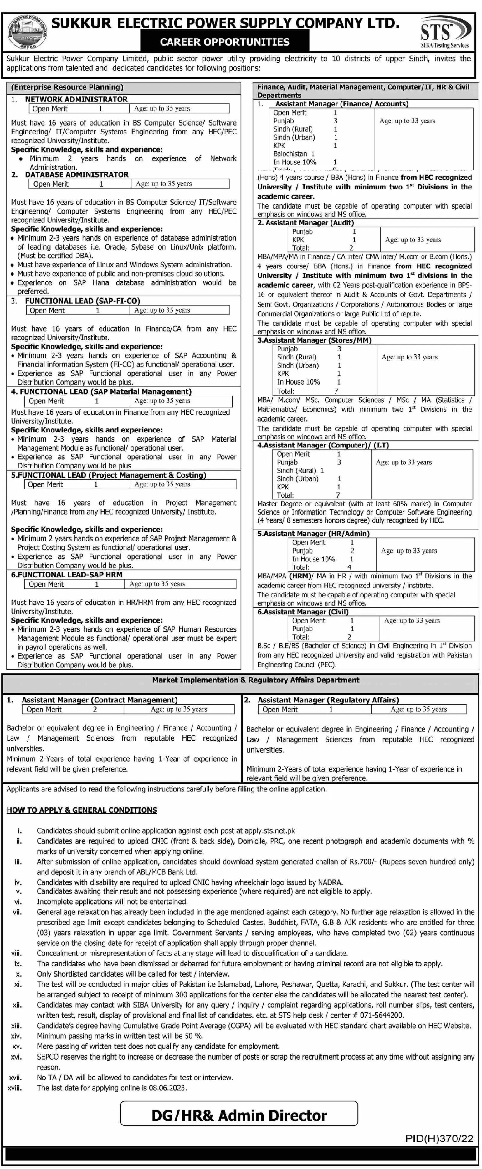 Sukkur Electric Power Supply Company SEPCO Jobs 2023 – Sukkur Electric Power Company SEPCO Jobs 2023 — original advertisement