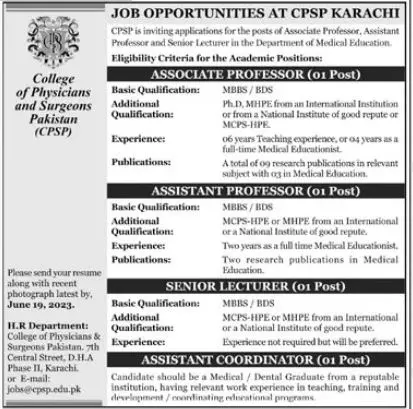 College of Physicians and Surgeons Pakistan Jobs 2023 Jobs 2023 — original advertisement