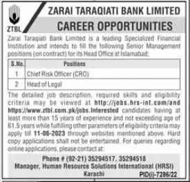 Zarai Taraqiati Bank Limited ZTBL Jobs 2023 Jobs 2023 — original advertisement