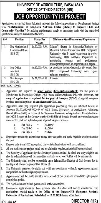 University of Agriculture UAF Faisalabad Jobs 2023 – University of Agriculture Faisalabad Jobs 2023 — original advertisement