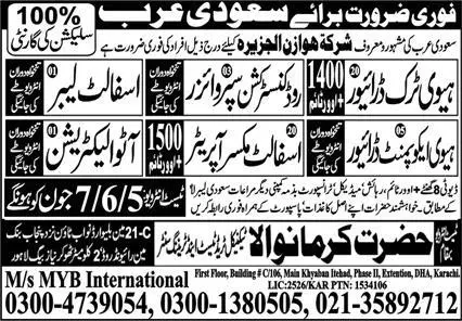 Asphalt Mixer Operator & Heavy Equipment Driver Jobs 2023 – Hazrat Karmanwala Technical Trade Test & Training Center Jobs 2023 — original advertisement
