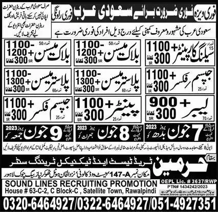 Ceiling Carpenter & Painter Jobs 2023 In Saudi Arabia – Harmain Trade Test & Technical Training Center Jobs 2023 — original advertisement