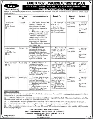 Pakistan Civil Aviation Authority PCAA Karachi Jobs 2023 – Pakistan Civil Aviation Authority (CAA) Jobs 2023 — original advertisement
