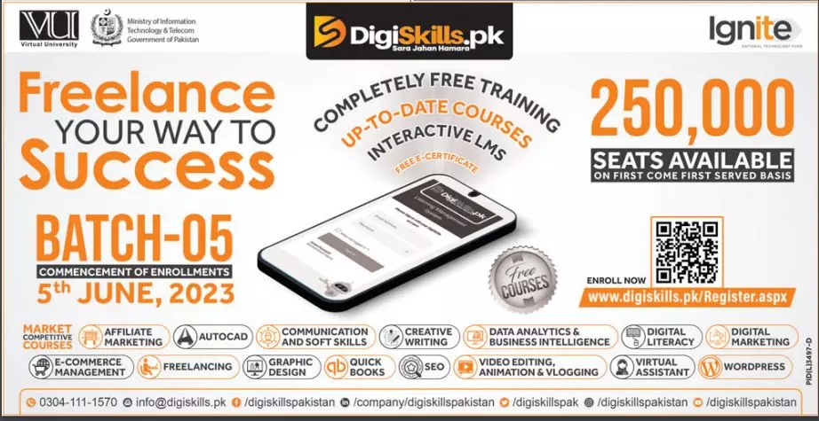Freelance Free Training by Digiskills 2023 – DigiSkills Training Program Jobs 2023 — original advertisement