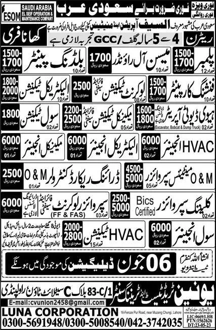 Building Painter And HVAC Technician Jobs In Saudi Arabia – Luna Corporation Jobs 2023 — original advertisement