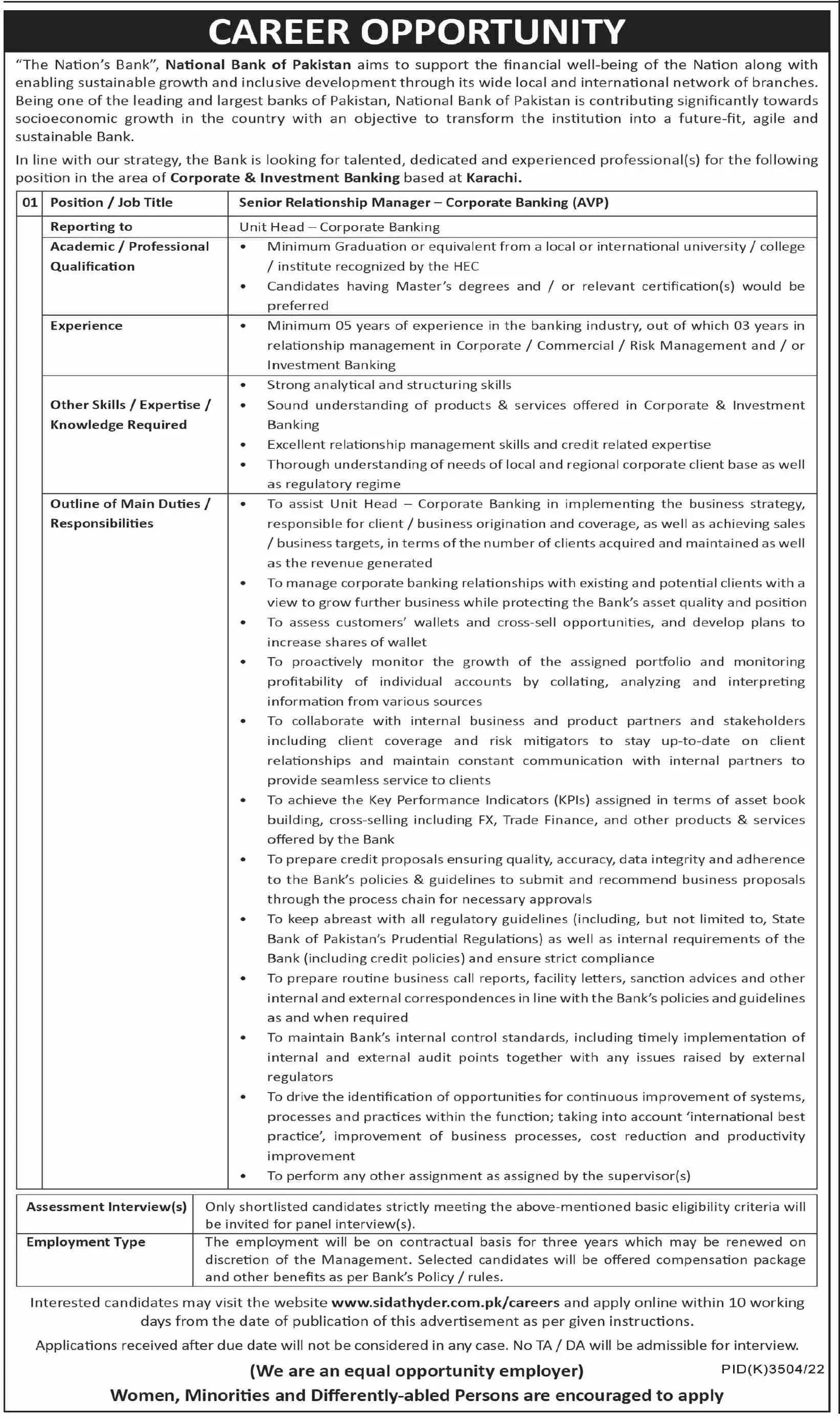 National Bank Of Pakistan NBP Karachi Jobs 2023 Jobs 2023 — original advertisement