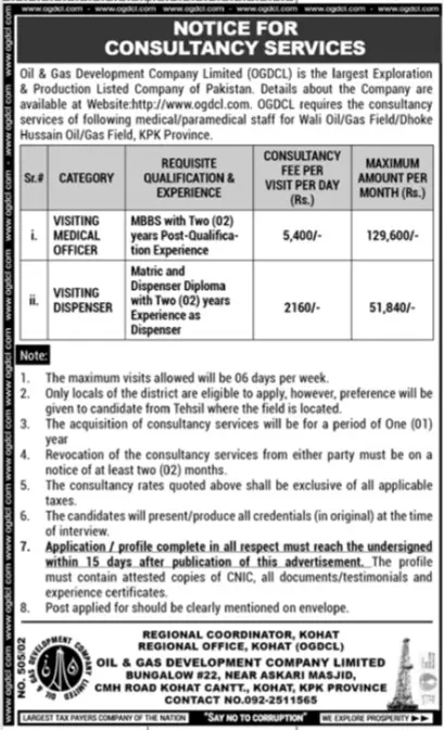 Oil & Gas Development Company OGDCL Kohat Jobs 2023 – Oil & Gas Development Company LTD Jobs 2023 — original advertisement