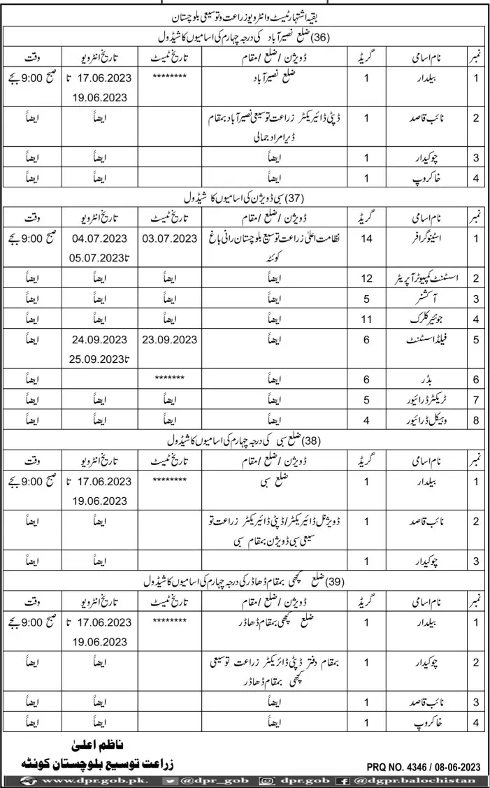 Interviews Agriculture Extension Department Balochistan Jobs – Agriculture Department Balochistan Jobs 2023 — original advertisement