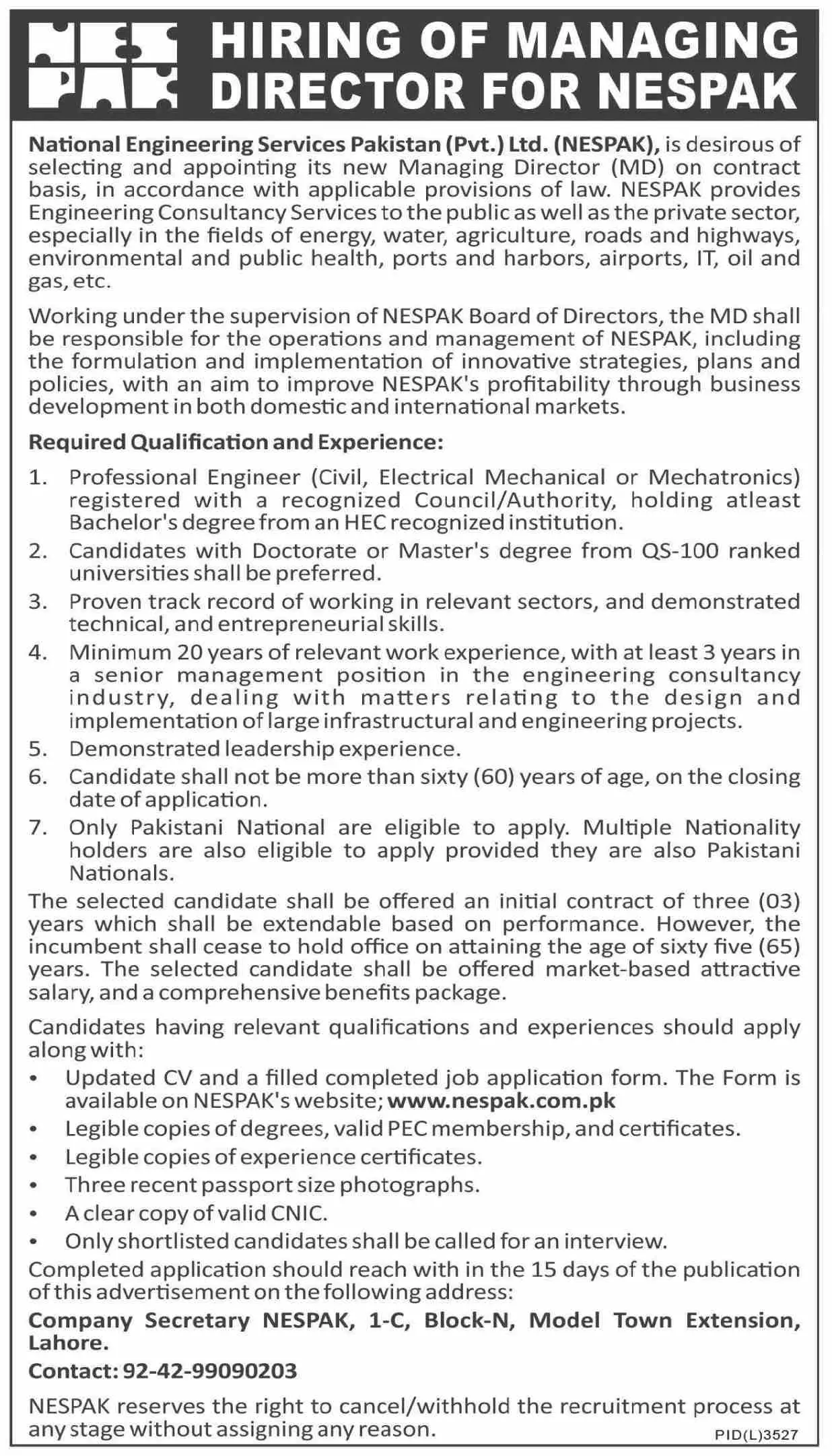 National Engineering Services Pakistan Lahore Jobs 2023 – NESPAK National Engineering Services Pakistan Jobs 2023 — original advertisement