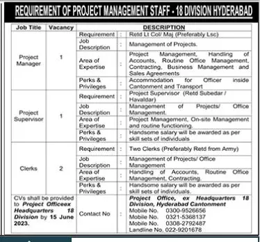 Project Management Staff 18 Division Hyderabad Jobs 2023 – Public Sector Organization Jobs 2023 — original advertisement