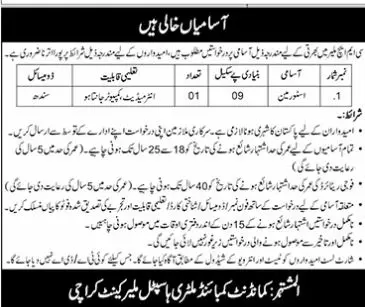 Combined Military Hospital Cmh Malir Jobs 2023 Jobs 2023 — original advertisement