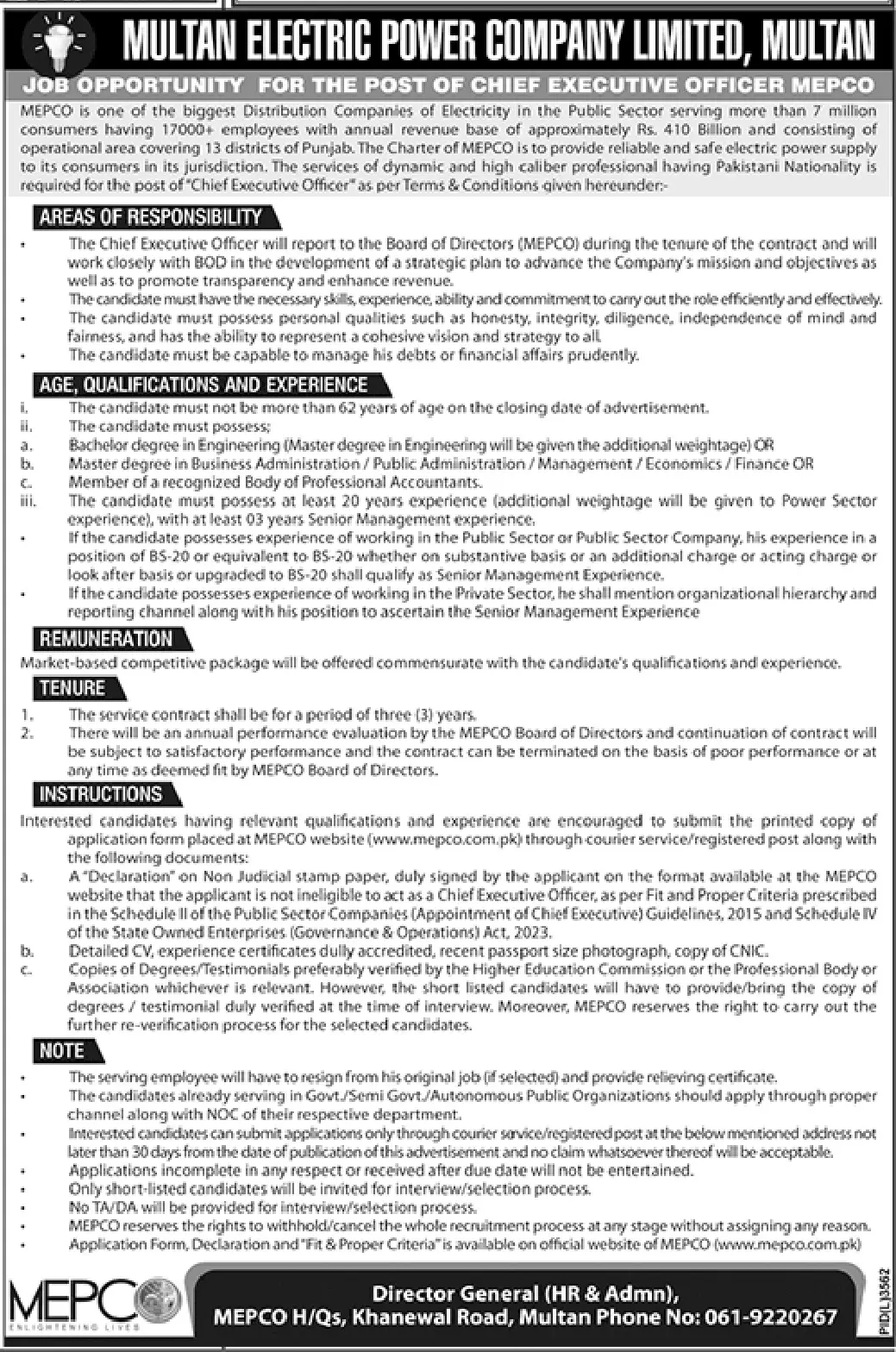 Multan Electric Power Company Limited Multan Jobs 2023 Jobs 2023 — original advertisement