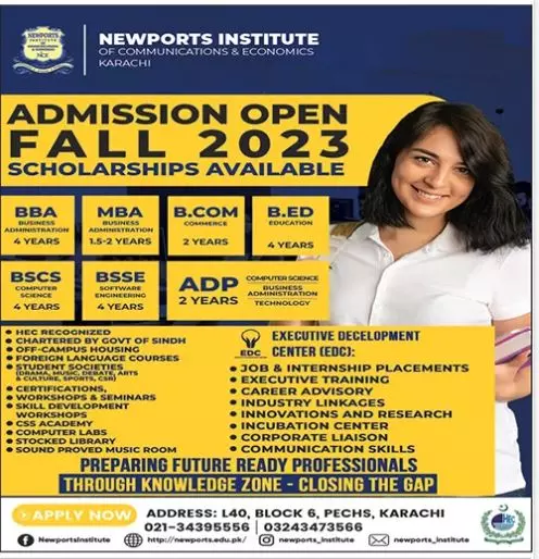 Newports Institute of Communications & Economics Admissions – Newports Institute of Communications and Economics Admissions 2023 — original advertisement