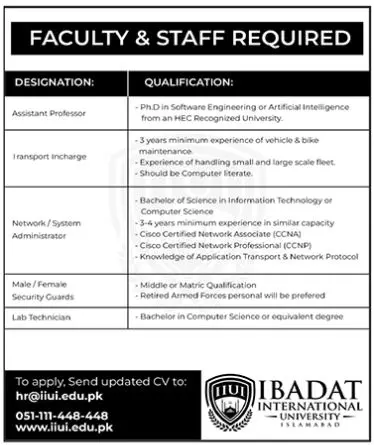 Ibadat International University Islamabad Jobs 2023 Jobs 2023 — original advertisement