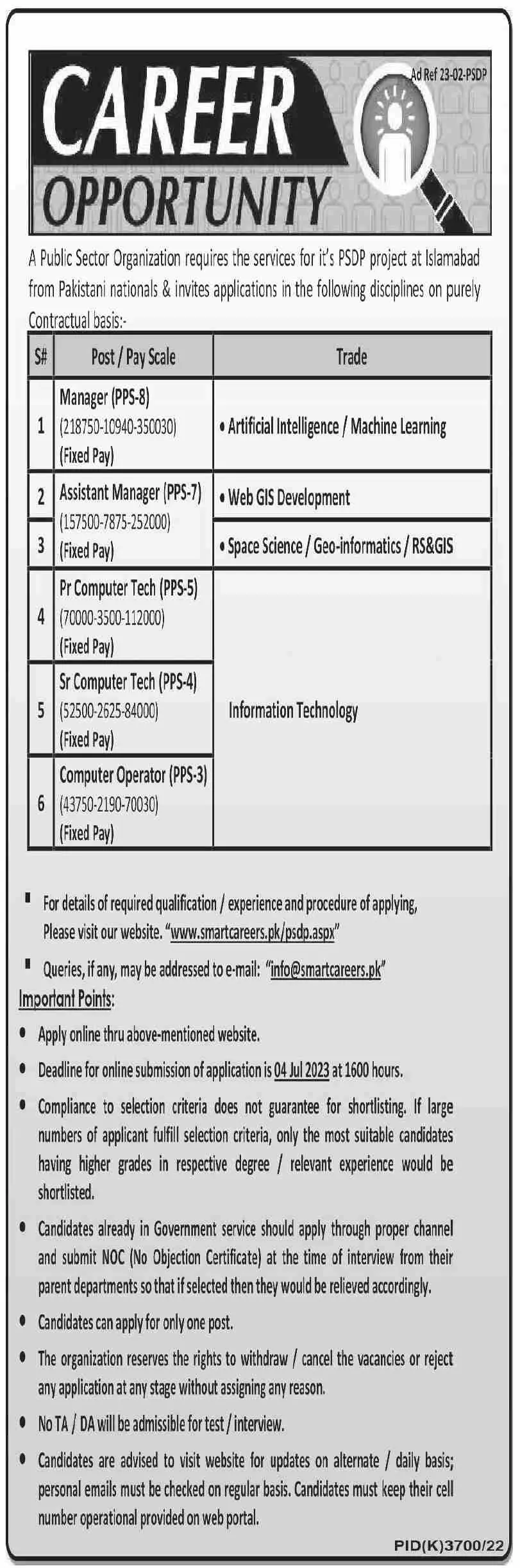 Public Sector Organization Islambad Jobs 2023 Jobs 2023 — original advertisement