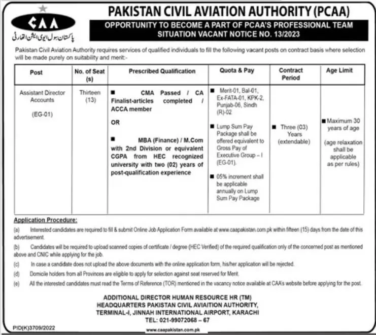 Pakistan Civil Aviation Authority PCAA Karachi Jobs 2023 – Pakistan Civil Aviation Authority (CAA) Jobs 2023 — original advertisement