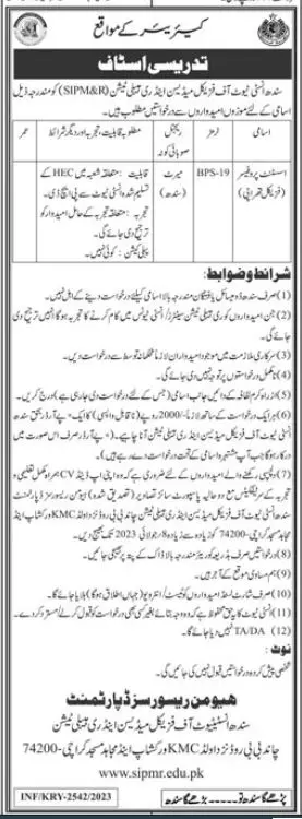 Sindh Institute Of Physical Medicine Jobs 2023 – Sindh Institute of Physical Medicine and Rehabilitation Jobs 2023 — original advertisement
