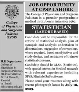College of Physician and Surgeons Pakistan CPSP Jobs – College of Physicians and Surgeons Pakistan Jobs 2023 — original advertisement
