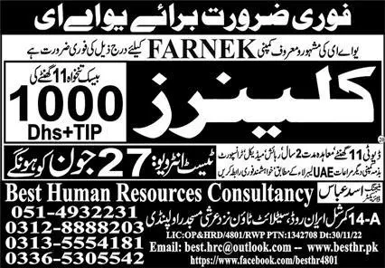Cleaner Jobs In United Arab Emirates 2023 – Best Human Resources Consultancy Jobs 2023 — original advertisement
