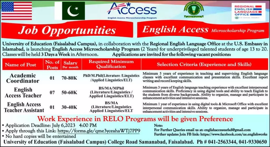 University Of Education Faislabad Campus Jobs 2023 – University of Education Lahore Jobs 2023 — original advertisement