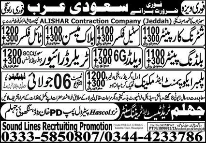 6G Welder & Trailer Driver Jobs 2023 In Saudi Arabia – Jhelum Trade Test & Training Center Jobs 2023 — original advertisement