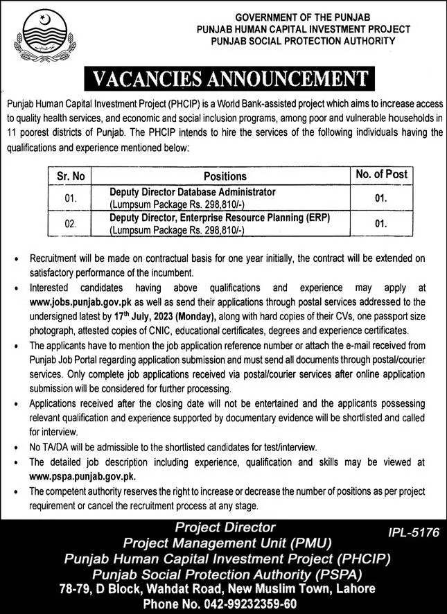 Punjab Social Security Protection Authority Jobs 2023 – Punjab Social Protection Authority Jobs 2023 — original advertisement