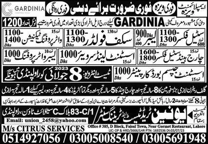 Assistant Land Surveyor & Scaffolder Jobs 2023 Dubai – Union Trade Test and Training Center Jobs 2023 — original advertisement
