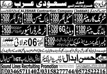 Block Mason & Tile Fixer Jobs 2023 In Saudi Arabia – Hassan Abdal Trade Test & Training Center Jobs 2023 — original advertisement