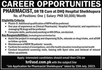 District Headquarter Hospital DHQ Sheikhupura Jobs 2023 – Health Department Punjab Jobs 2023 — original advertisement