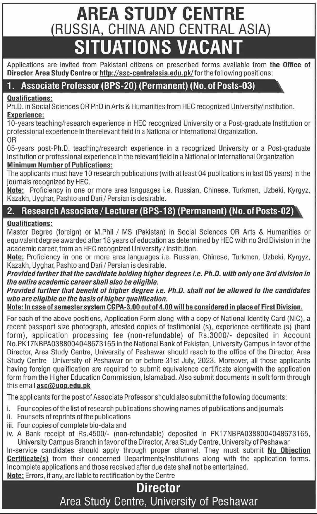 University Of Peshawar Kpk Jobs 2023 Jobs 2023 — original advertisement