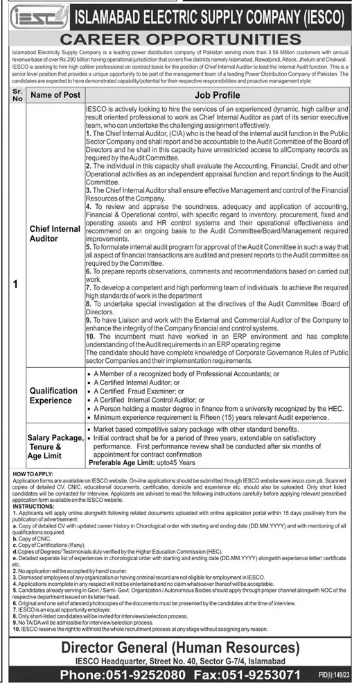Islamabad Electric Supply Company Islamabad Jobs 2023 Jobs 2023 — original advertisement