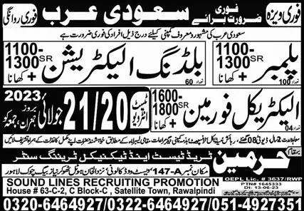 Electrical Foreman & Building Electrician Jobs 2023 – Harmain Trade Test & Technical Training Center Jobs 2023 — original advertisement