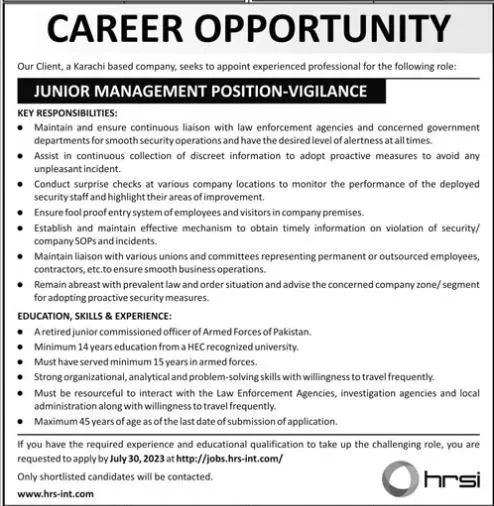 Human Resource Solution International HRSI Jobs 2023 – Private Company Jobs 2023 — original advertisement