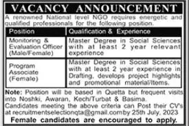 NGO Quetta Balochistan Jobs 2023 – Public Sector Organization Jobs 2023 — original advertisement