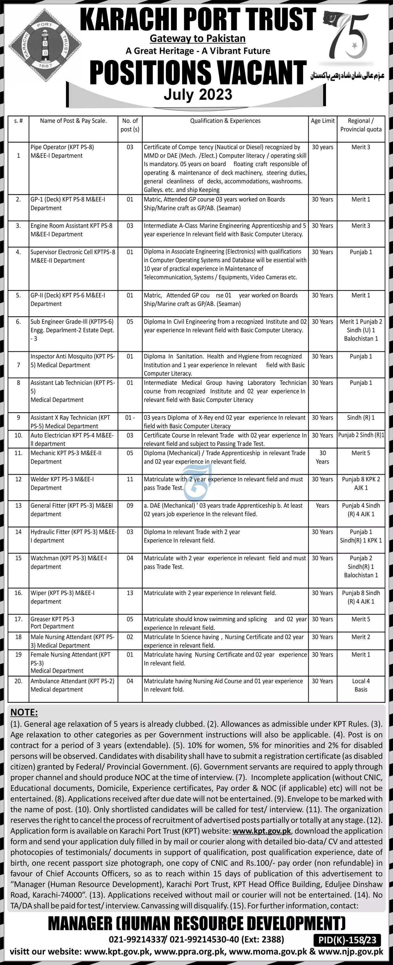 Karachi Port Trust KPT Sindh Jobs 2023 Jobs 2023 — original advertisement