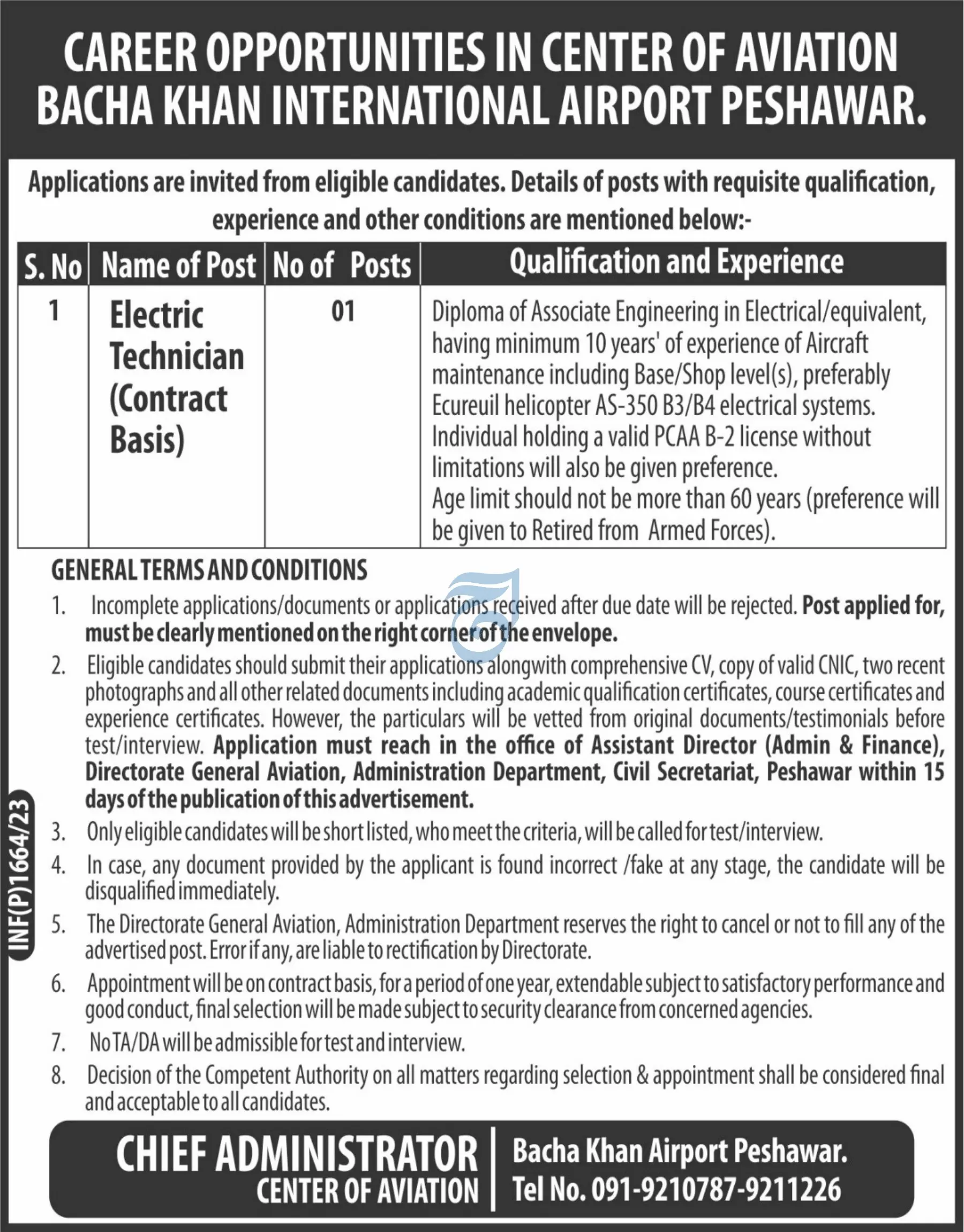 Bacha Khan International Airport Peshawar Jobs 2023 Jobs 2023 — original advertisement