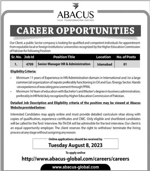 Abacus Global Islamabad Jobs 2023 – Private Company Jobs 2023 — original advertisement