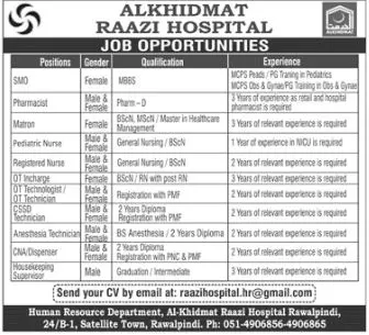 Al khidmat Raazi Hospital Rawalpindi Jobs 2023 – Alkhidmat Jobs 2023 — original advertisement