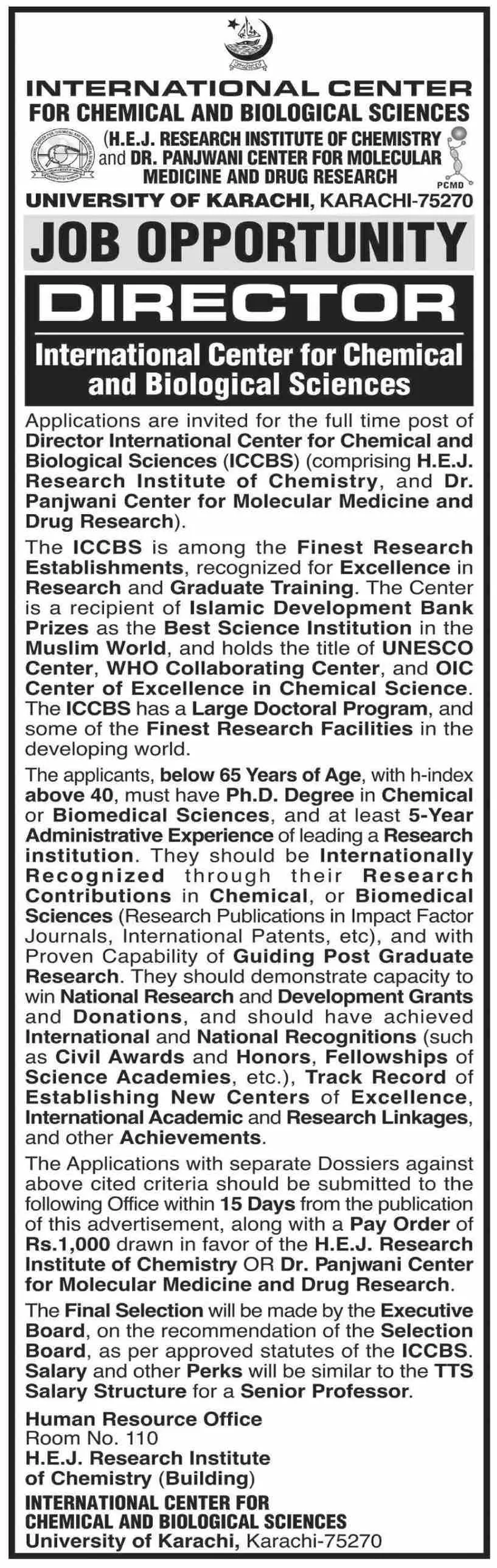 ICCBS University Of Karachi Jobs 2023 Jobs 2023 — original advertisement