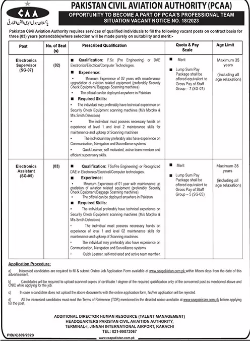Pakistan Civil Avition Authority PCCA Jobs 2023 – Pakistan Civil Aviation Authority (CAA) Jobs 2023 — original advertisement