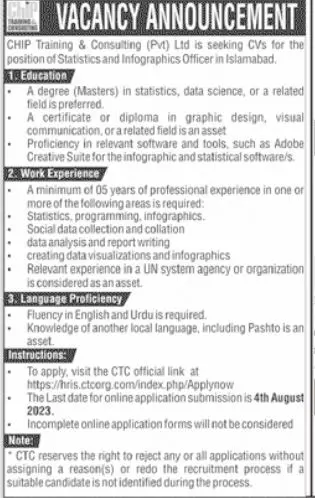 Chip Training & Consulting Pvt Ltd Islamabad Jobs 2023 – Chip Training Consulting Pvt Ltd Jobs 2023 — original advertisement