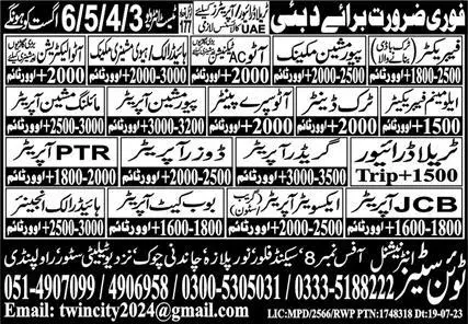Auto Spray Painter & Excavator Operator Jobs in Dubai 2023 – Twin Cities International Overseas Employment Jobs 2023 — original advertisement