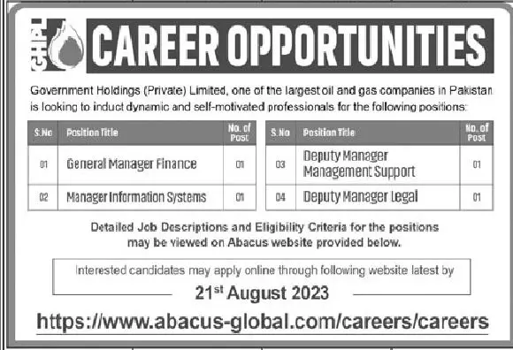 Government Holding private Limited Jobs 2023 – Private Company Jobs 2023 — original advertisement