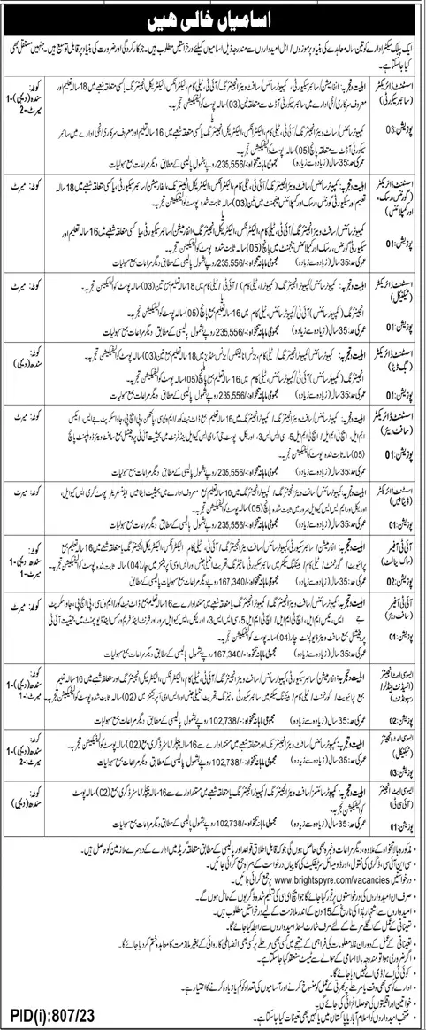 Public Sector Organization sindh Jobs 2023 Jobs 2023 — original advertisement